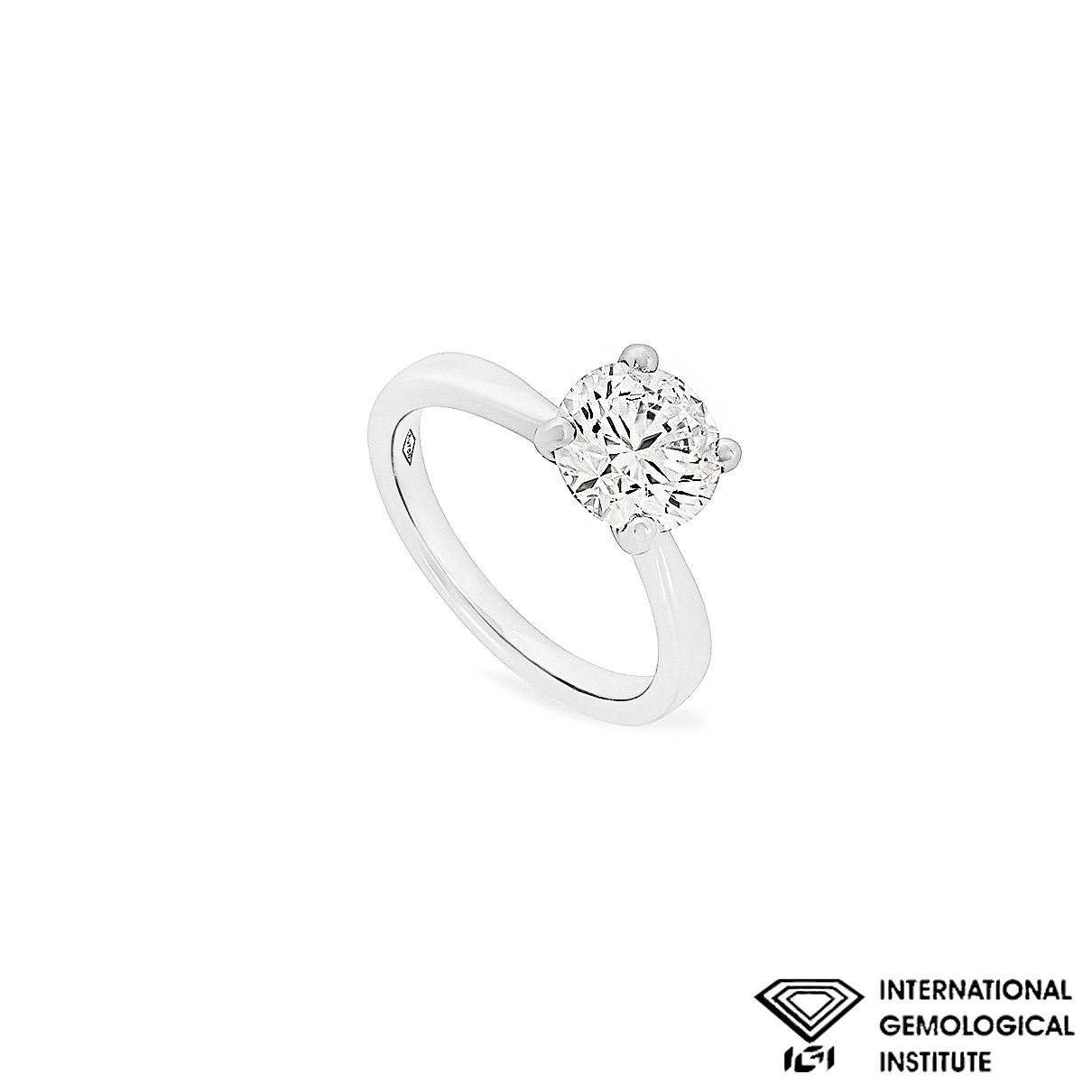 White Gold Round Brilliant Cut Lab Grown Diamond Ring 2.11ct G/VVS2